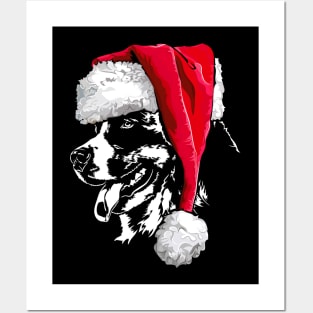 Funny Bernese Mountain Dog Santa Christmas dog Posters and Art